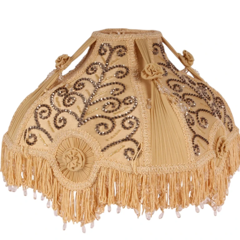 Lampenkap Victorian - 32 cm - geel - stof