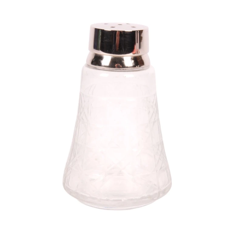 Strooier - 12 cm - zilver - messing & glas