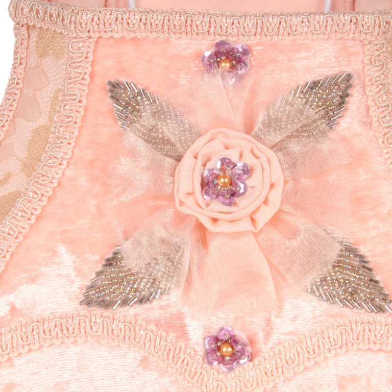 Lampenkap Victorian Rechthoek - 22 cm - Roze - Stof