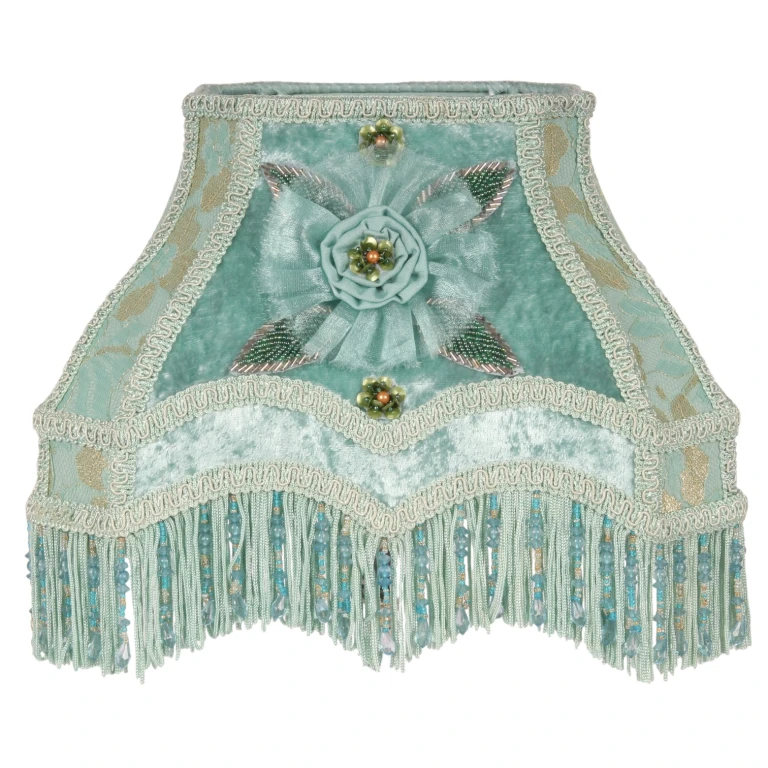 Lampenkap Victorian Rechthoek - 22 cm - Turquoise - Stof
