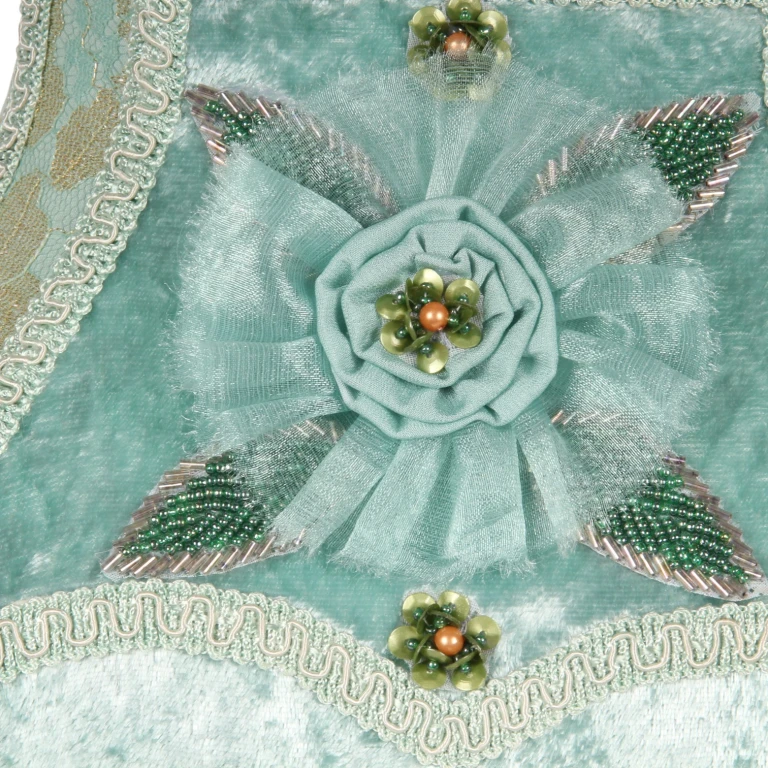 Lampenkap Victorian Rechthoek - 22 cm - Turquoise - Stof