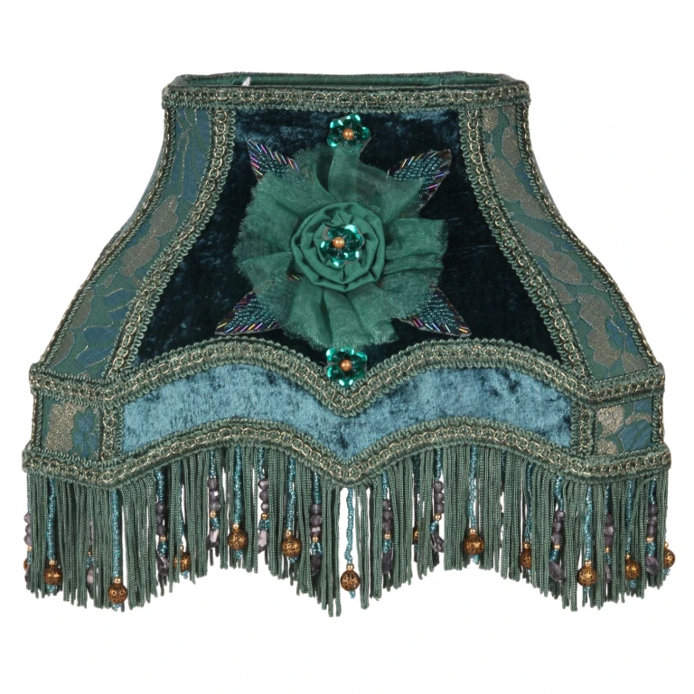 Lampenkap Victorian Rechthoek - 22 cm - Pauwblauw - Stof