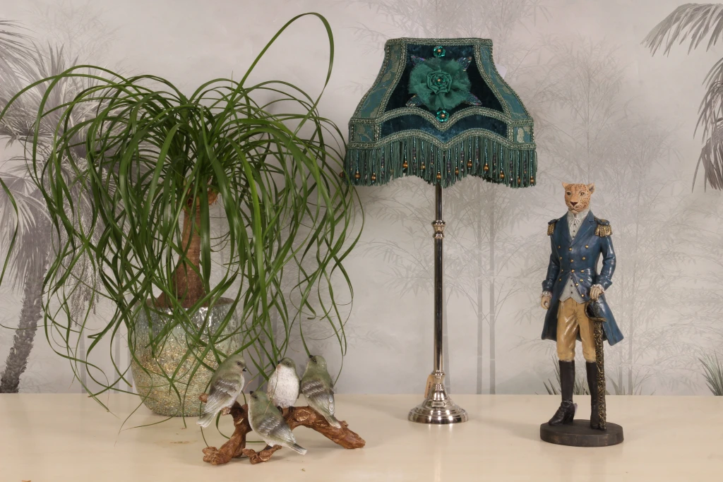 Lampenkap Victorian Rechthoek - 22 cm - Pauwblauw - Stof