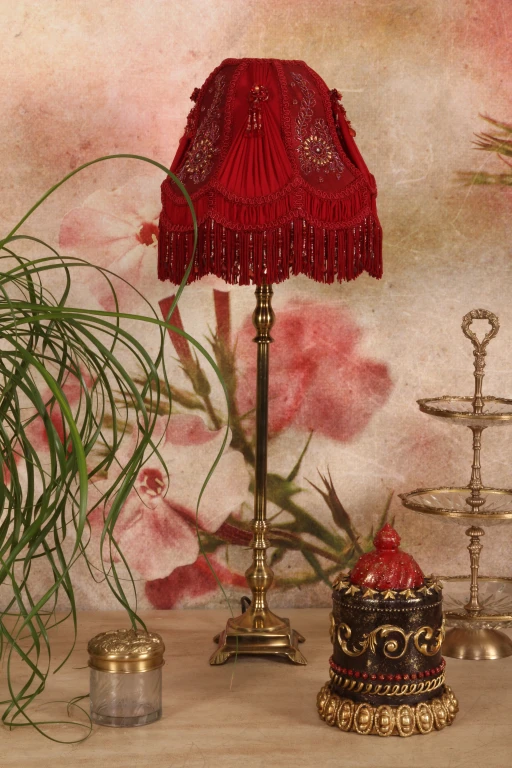 Lampenkap Victorian Dome - 26 cm - rood - stof