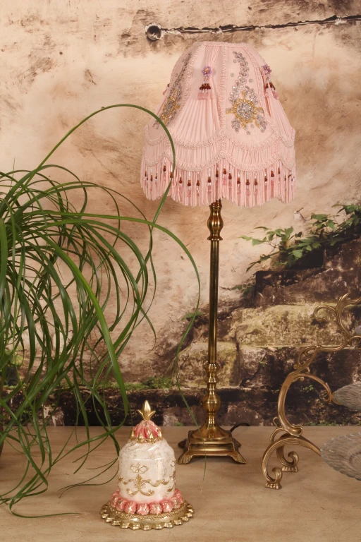 Lampenkap Victorian Dome - 26 cm - roze - stof
