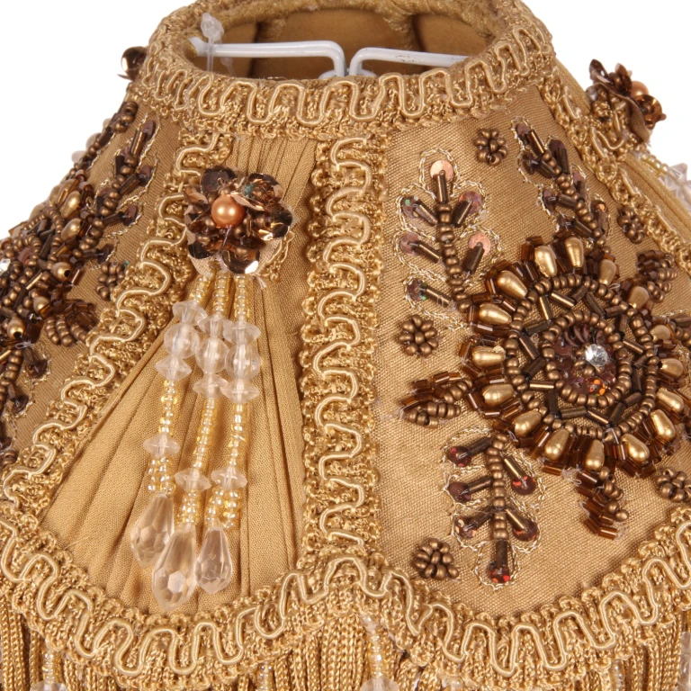 Lampenkap Victorian Dome - 18 cm - goud - stof