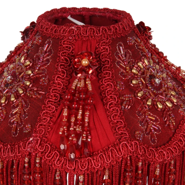 Lampenkap Victorian Dome - 18 cm - rood - stof