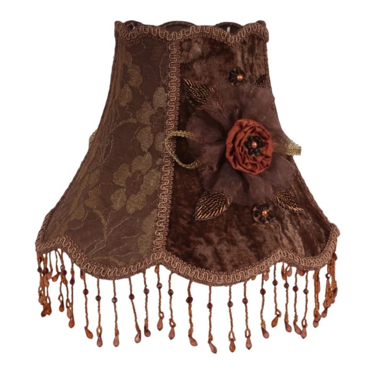 Lampenkap Victorian - 29 cm - bruin - stof