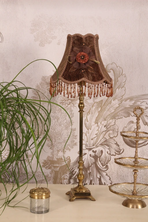 Lampenkap Victorian - 29 cm - bruin - stof