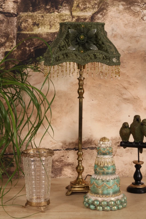 Lampenkap Victorian Rechthoek - 31 cm - groen - stof