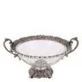 Sierschaal met handvat - zilver - aluminium en glas - 38 cm