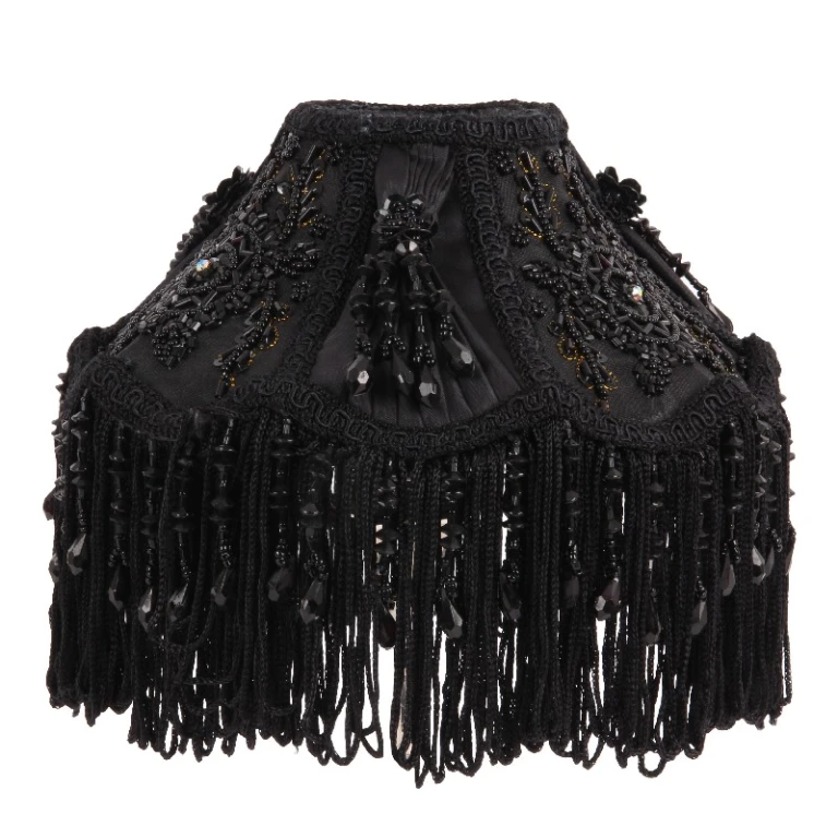 Lampenkap Victorian - 19 cm - zwart - stof