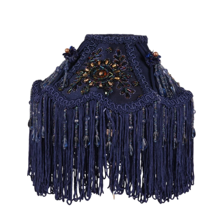 Lampenkap - klem - 19 cm - blauw - stof