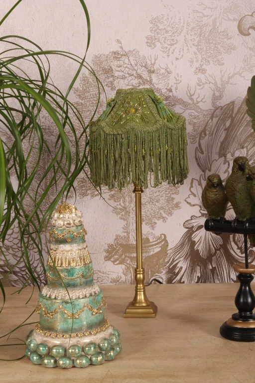 Lampenkap - 19 cm - groen - stof