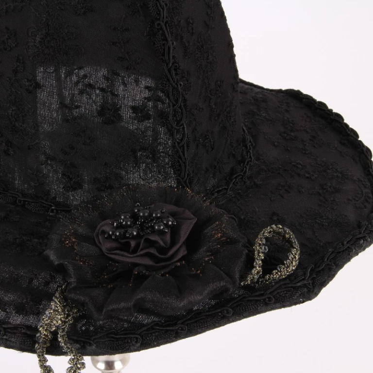 Lampenkap Victorian - 38 cm - zwart - stof