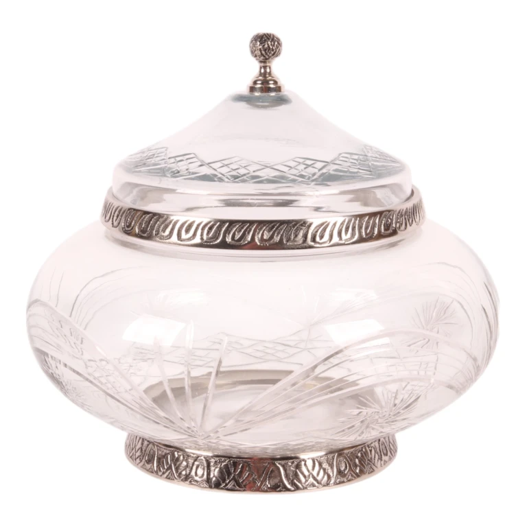 Decoratiepot met deksel - zilver - 26 cm - 1 stuk